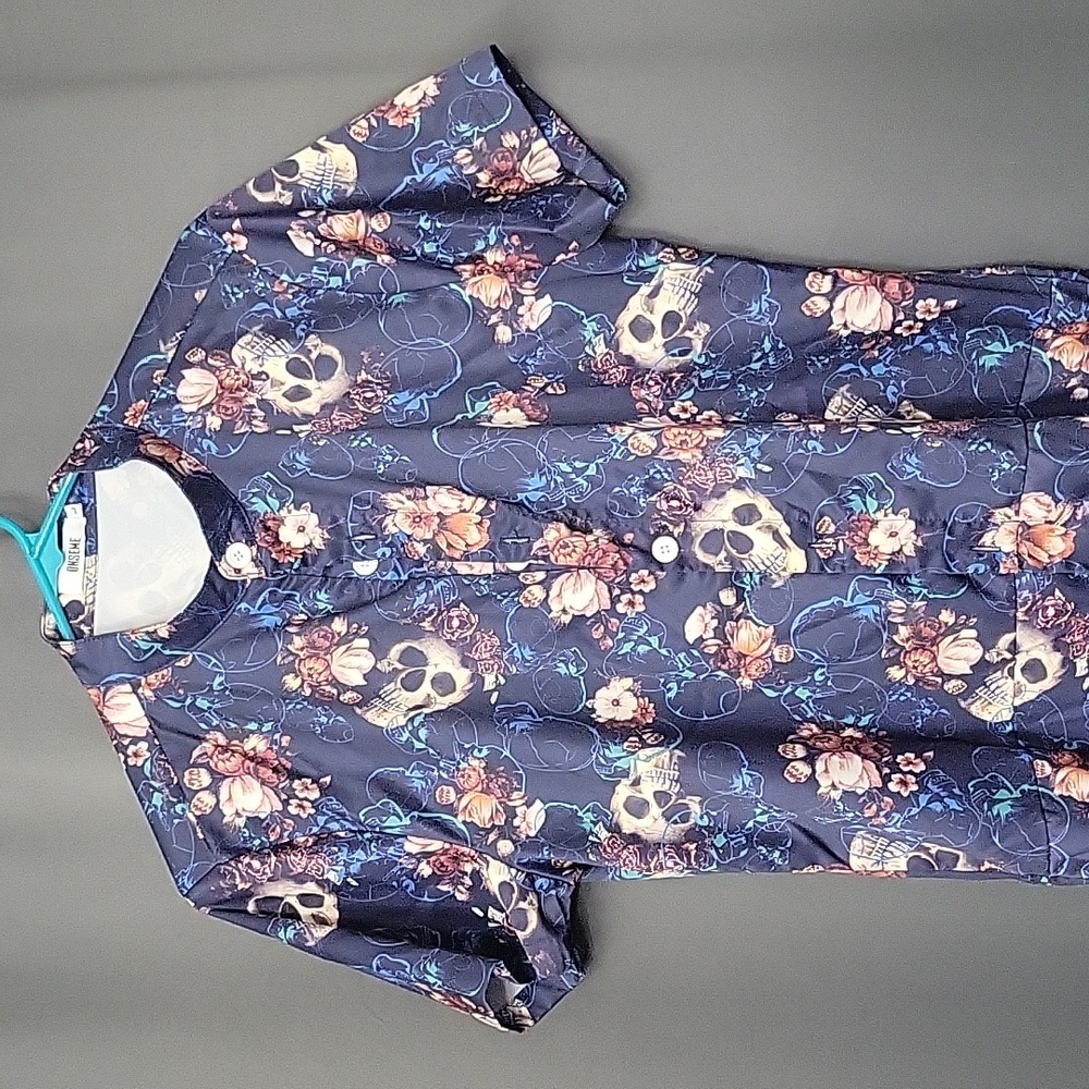 Onseme blue skull and floral men's romper